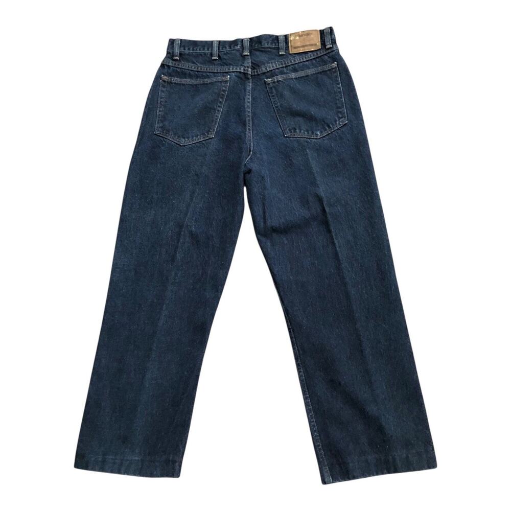 Wrangler Jeans Mens 34 Dark Wash Blue Straight Leg 100% Cotton 27" Inseam - Picture 2 of 8